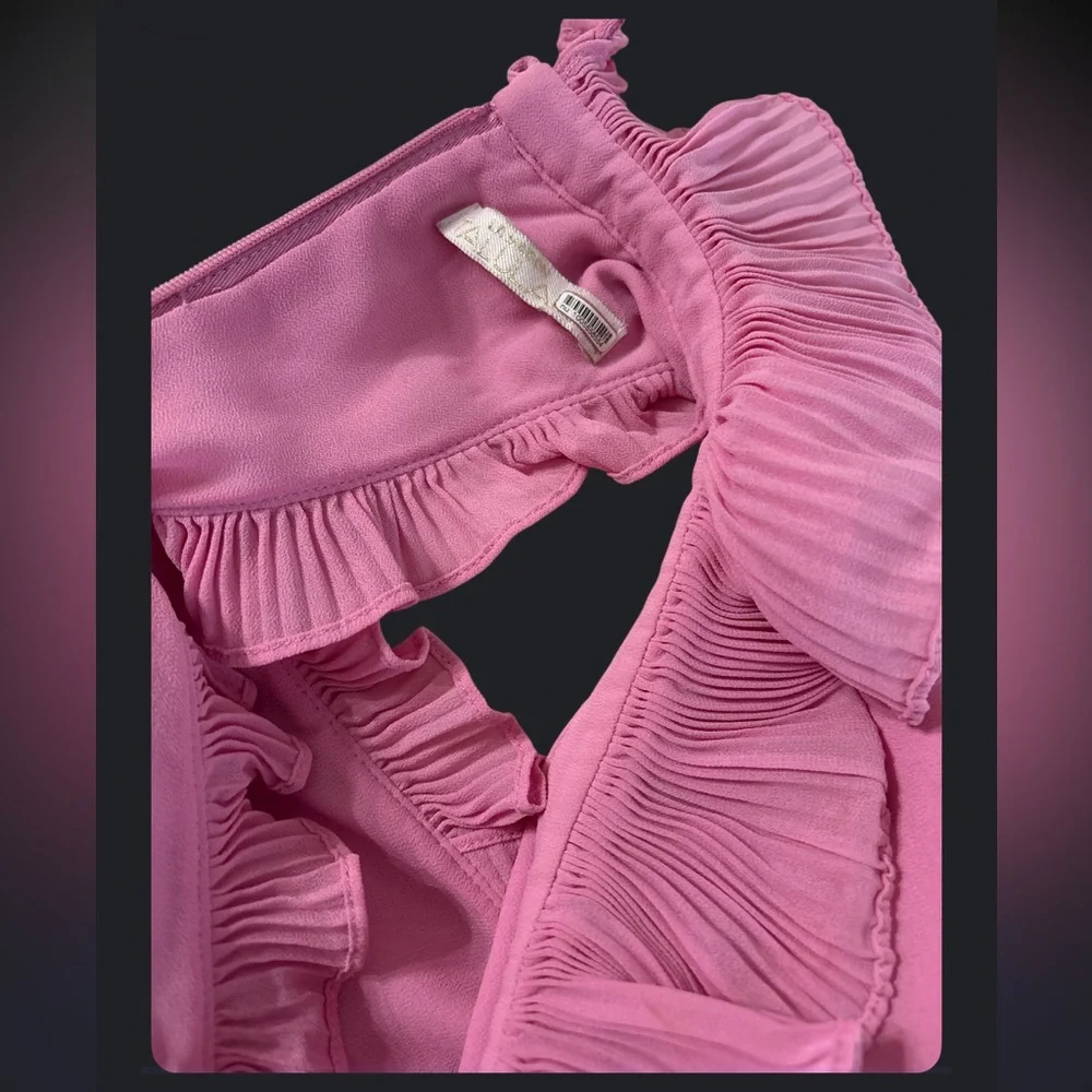 La Maison Talulah Anthropologie pink pleated asymmetrical flowy dress 4